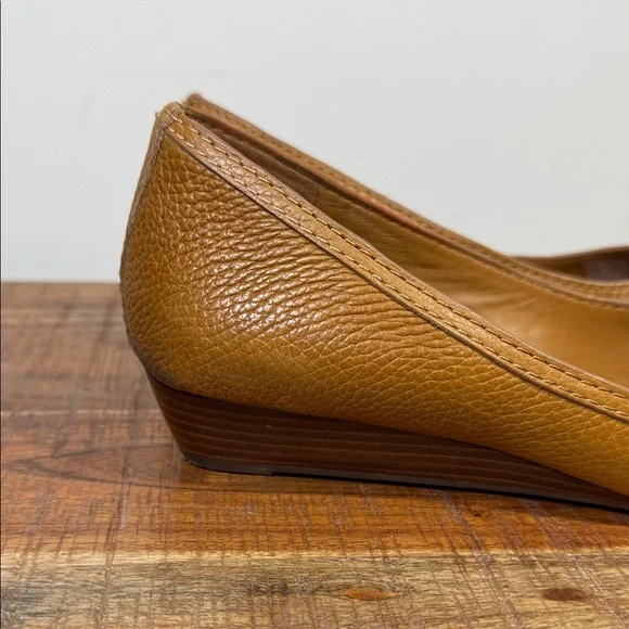 Tory Burch Brown Peep-Toe Small Wedge, Women’s 8.5 - Picture 3 of 10